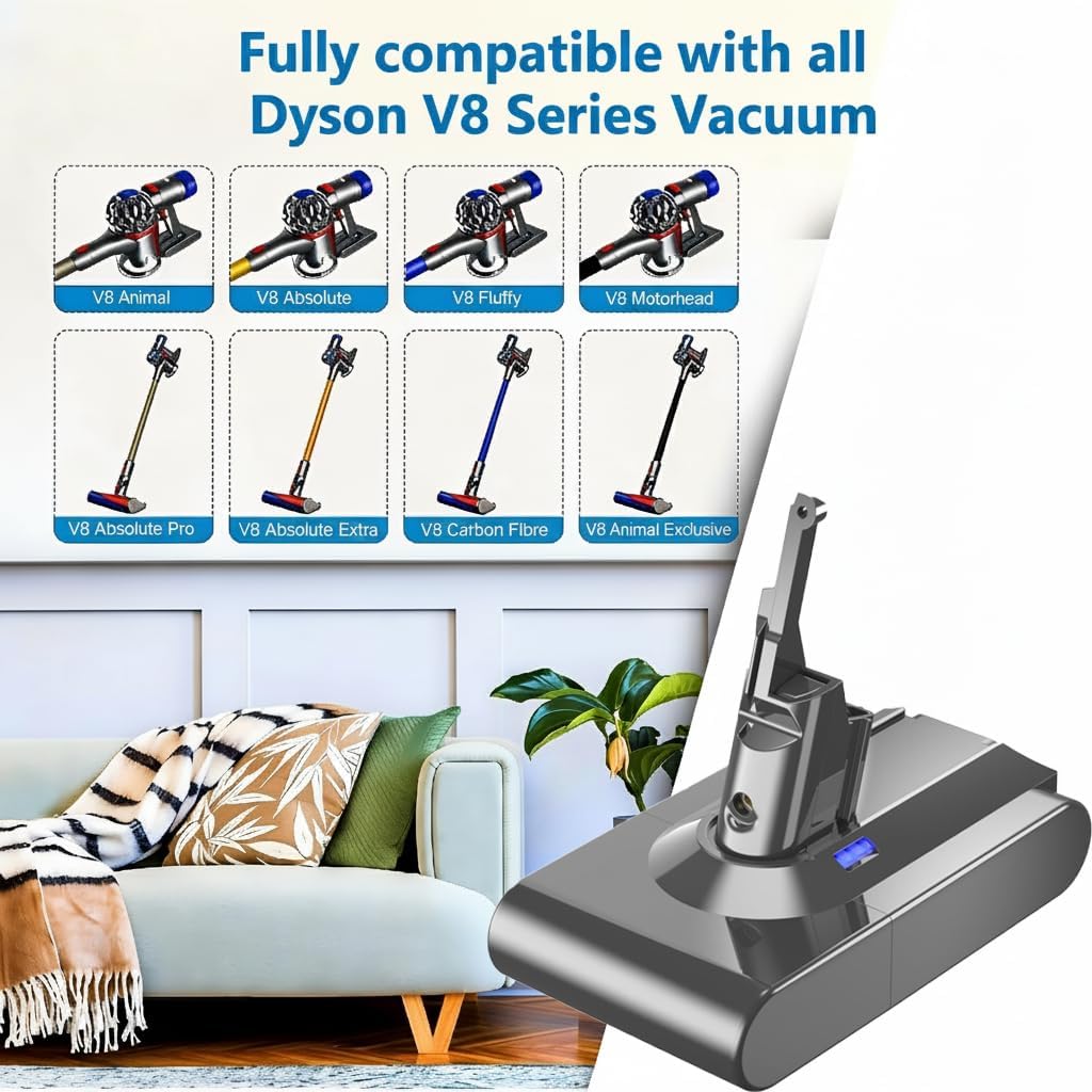 Ersatzakku für Dyson V8, Kompatibel mit Dyson Akku V8 SV10 Absolute/Animal/Fluffy/Motorhead/Mattress