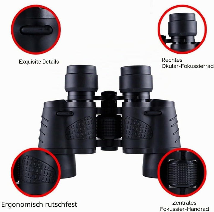 Ferngläser mit Nachtsicht, 80X80 HD Fernglas für Erwachsene, Wasserdicht Taktisches Fernglas mit FMC