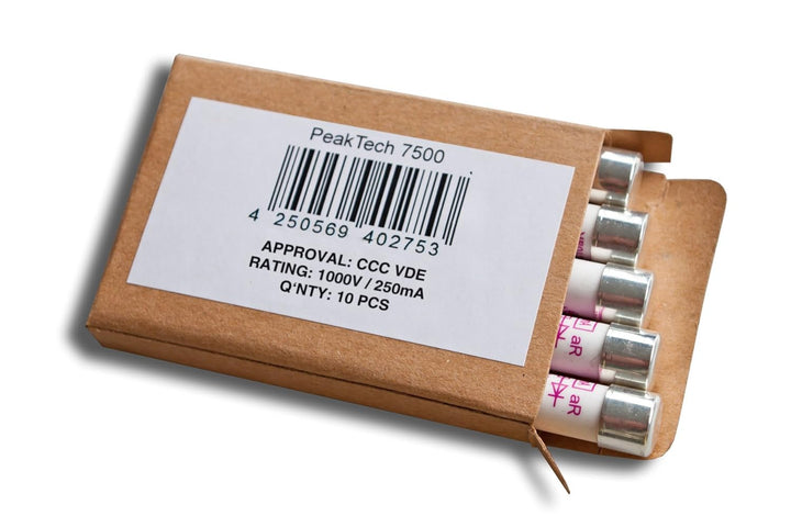 PeakTech Set Keramik Feinsicherung 250 mA / 1000 V, 10,3 x 38 mm, Audio und HiFi, 10 Stück, P 7500