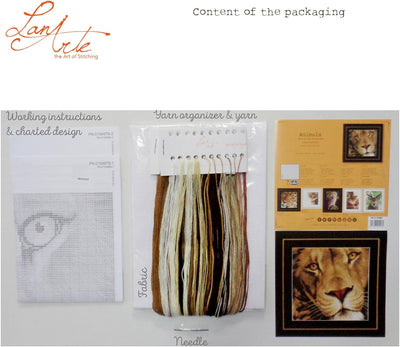 Lanarte Zählmusterpackung König der Tiere Aida Kreuzstichpackung, Baumwolle, Mehrfarbig, 35 x 34 x 0
