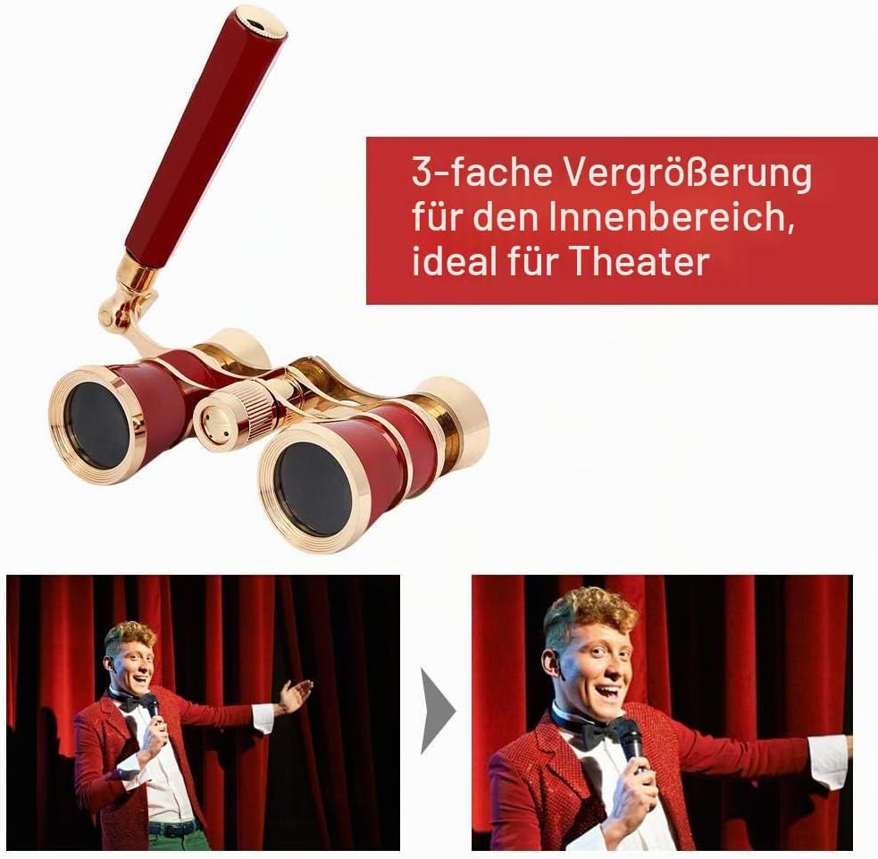Opera Fernglas, Brillen-Teleskop 3X25 Theaterbrille -Fernglas Concert Portable Compact Lightweight,