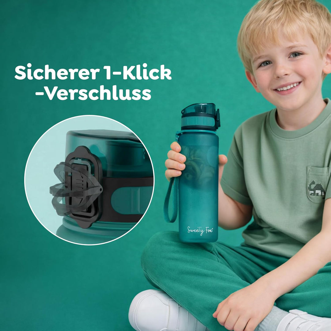 Sweety Fox - Kinder-Trinkflasche Kohlensäure Geeignet 500ml - Grün | Trinkflasche Sport 100% Auslauf