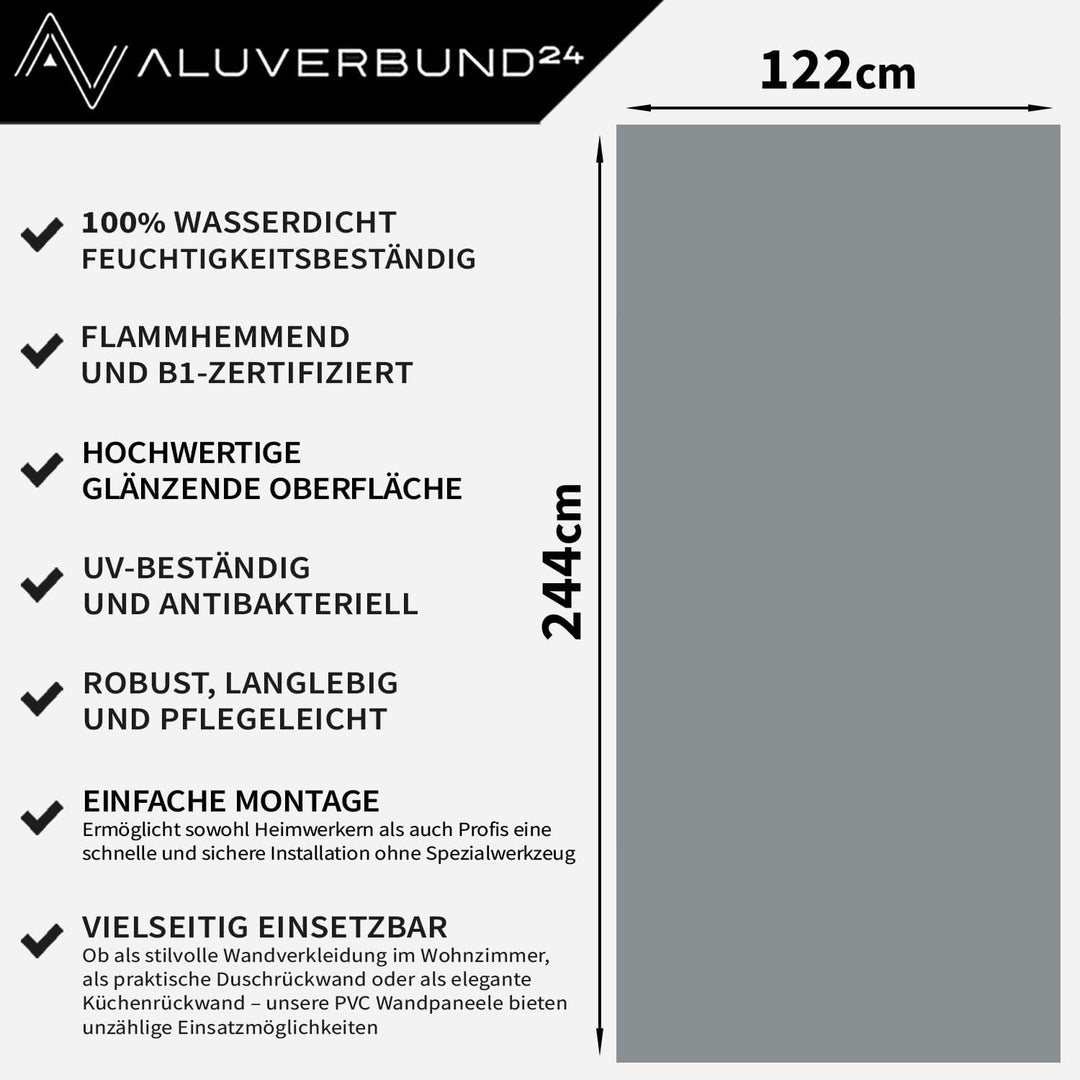 AMON Wandpaneele 122x244cm in Marmor- Granit-Optik (Anthrazit Grey) ideal als Duschrückwand Badrückw