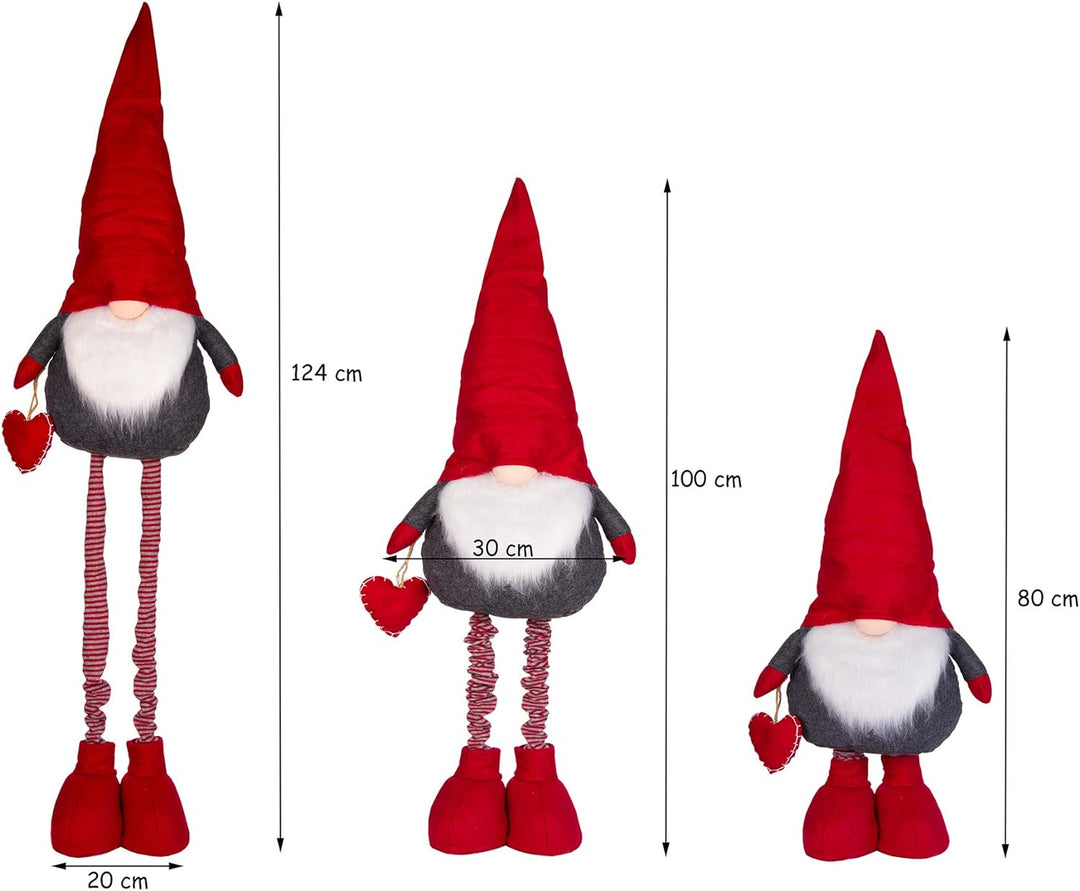 BigDean XXL Wichtel aus Filz mit Teleskop-Beinen 90-120 cm gross, 1,2 kg schwer - Deko-Figur für Wei