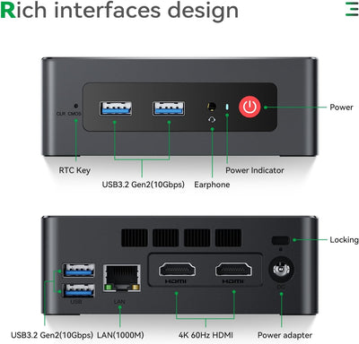 TRIGKEY Mini PC 12th Gen Intel Alder Lake-N100 Prozessor (bis zu 3,40GHz) Green G4 Mini Computer 11