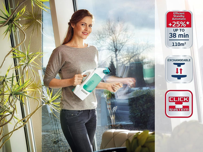 Leifheit Fenstersauger Set Dry and Clean mit Stiel für 360° streifenfreie Reinigung, Fensterreinige