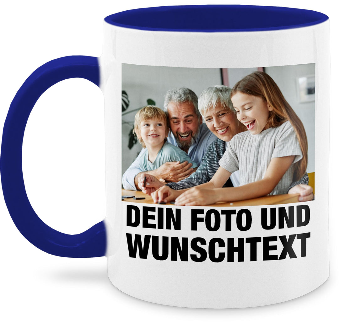 Tasse Tassen 325ml - Mit Foto I Eigenem Bild I Text I Name I Wunschtext - 325 ml - Dunkelblau - mug