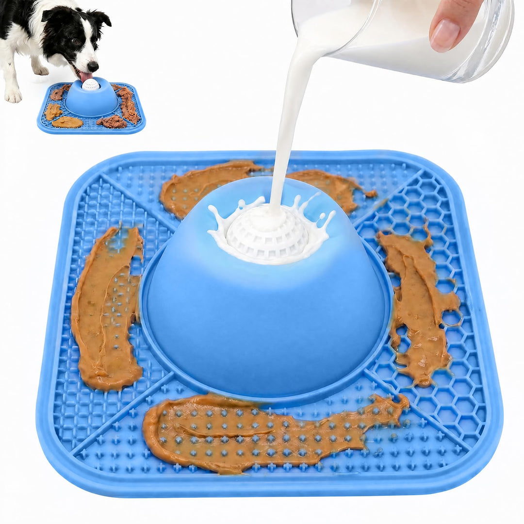 2-in-1 Schleckball Hundenapf & Schleckmatte Hund für Flüssige Dickflüssige Snacks,rutschfest Silikon