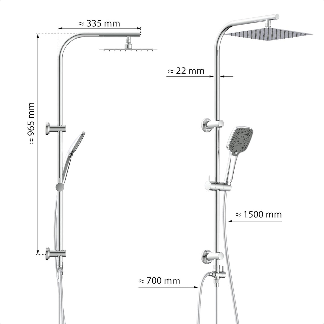 EISL EASY DELUXE Duschset, Duschsystem ohne Armatur 2 in 1 mit grosser Edelstahl Regendusche (300 x
