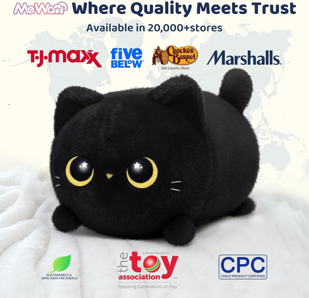 Mewaii Schwarze Katze Plüsch Niedliche Katze Plüschtier Weiches Kätzchen Plüsch Kuschelkissen Anime
