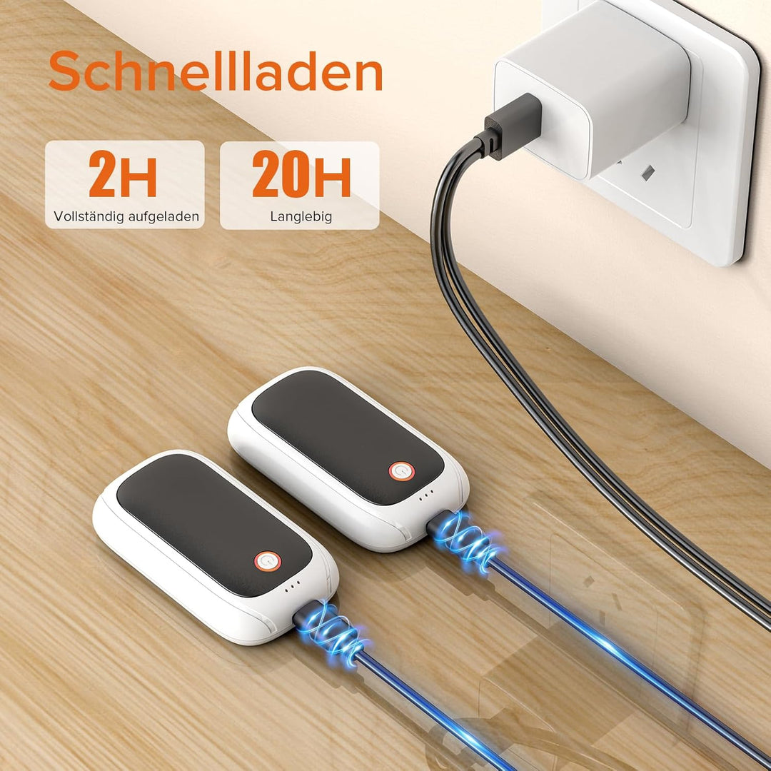 2er-Pack Wiederaufladbare Handwärmer, Magnetische Elektrische Handwärmer Taschen, 12 Stunden Maximal