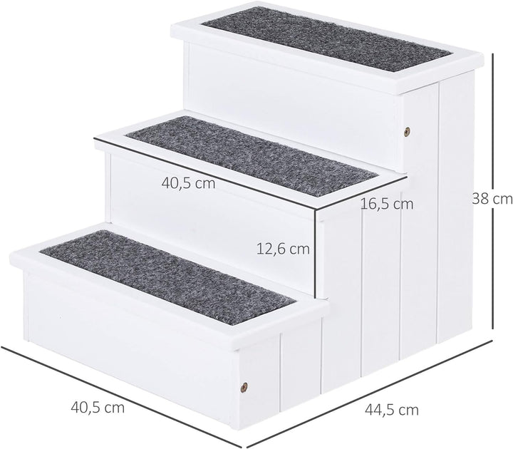 PawHut Hundetreppe 3 Stufen Katzentreppe Haustiertreppe Hundetreppe für Hunde und Katzen Tiertreppe