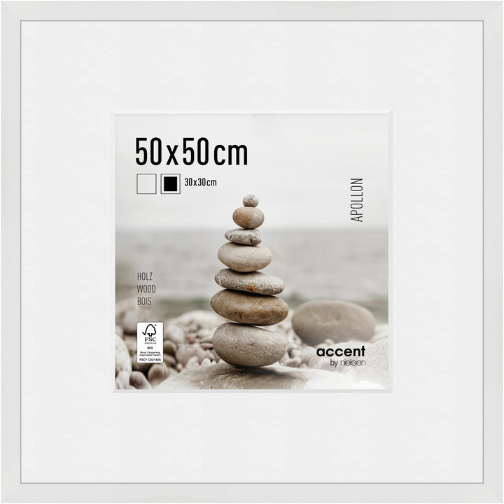 accent by nielsen Holz Bilderrahmen Apollon, 50x50 cm, Weiss 50 x 50 cm Weiss, 50 x 50 cm Weiss