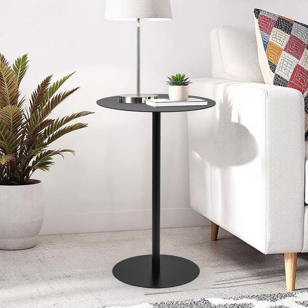 Spetebo Metall Beistelltisch rund schwarz matt - Ø 35 cm - Couchtisch im Bistrotisch Design - Wohnzi