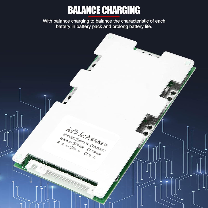 EVTSCAN Neueste 72 V BMS Lithium-Batterieladegerätkarte 20S 3,7 V 60 A Lithium-Akku Ladeschutz BMS m