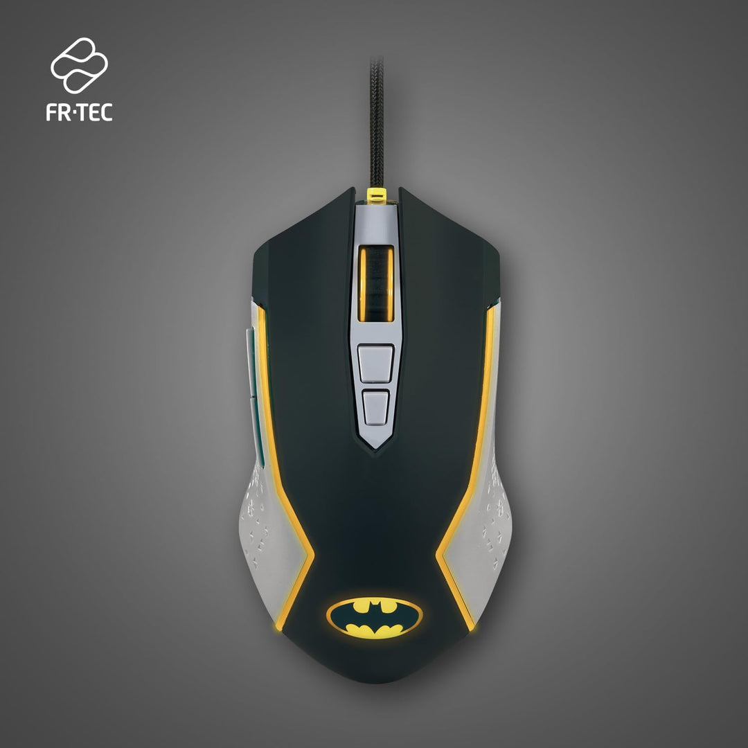 FRTEC - Batman Edition Gaming-Maus, gelbe LED-Beleuchtung, Verstellbarer DPI, mit Kabel, offizielle