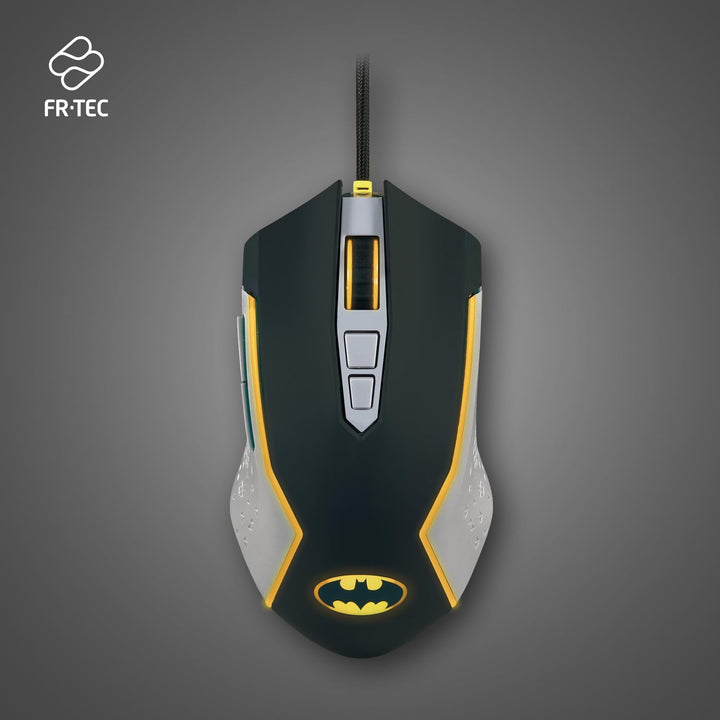 FRTEC - Batman Edition Gaming-Maus, gelbe LED-Beleuchtung, Verstellbarer DPI, mit Kabel, offizielle