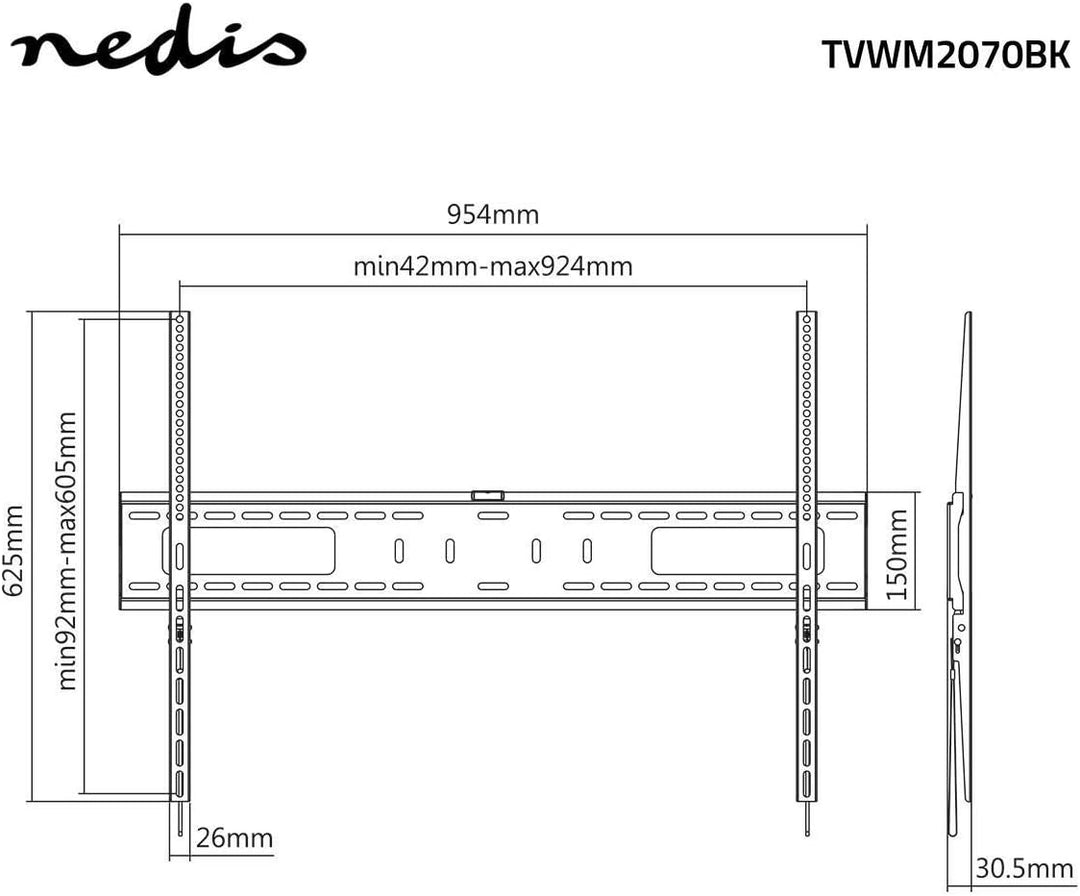 Feste TV-Wandhalterung - 60-100" - maximal unterstützes Bildschirmgewicht: 75 kg - Minimaler Wandabs