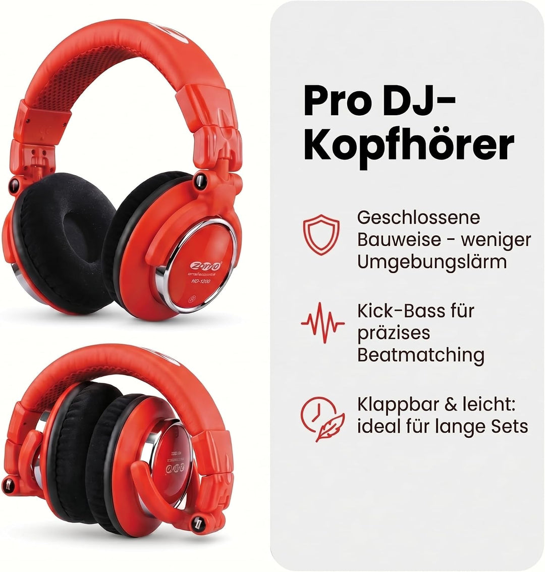 Zomo HD-1200 Professioneller Stereo-Kopfhörer (110dB, 3m) toxic rot