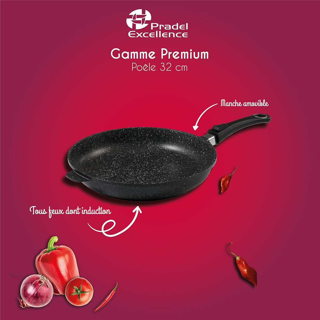 Pradel Excellence 52410M Bratpfanne in Stein-Optik für alle Herdarten, inklusive Induktion 32 cm, 32