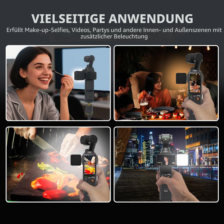 Pocket 3 Magnetisches Mini Video Licht, Farbtemperatur in 3 Stufen, Helligkeit in 2 Stufen, 300mAh A