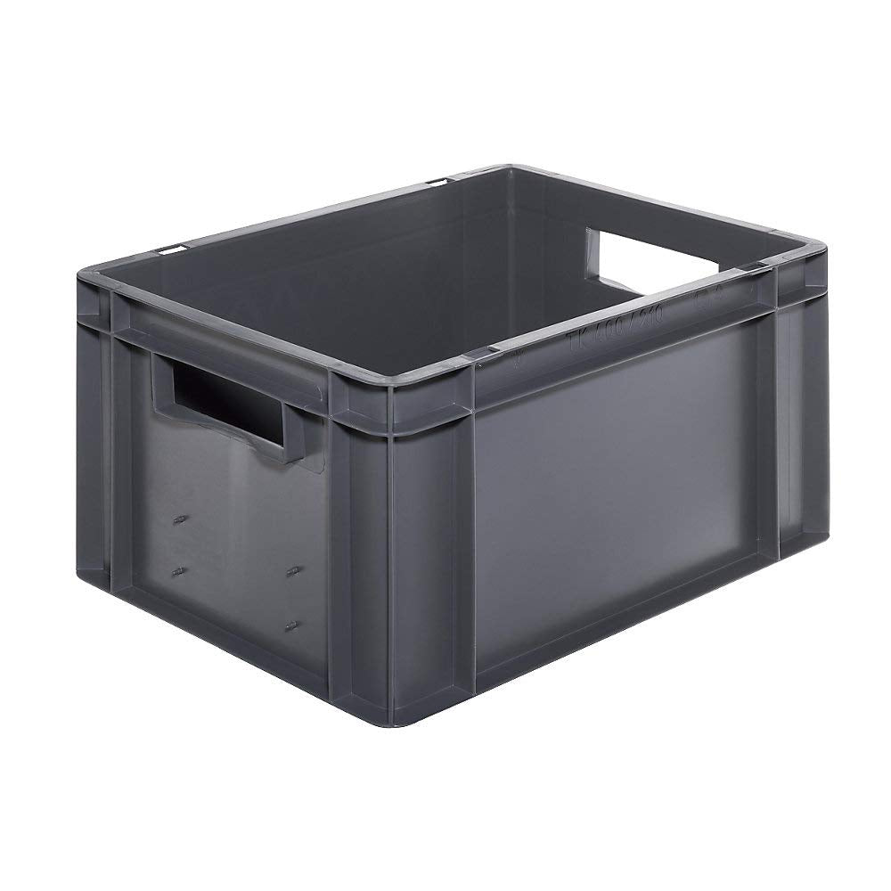 Euro-Format-Stapelbehälter, Wände und Boden geschlossen - LxBxH 400 x 300 x 210 mm - grau, VE 5 Stk