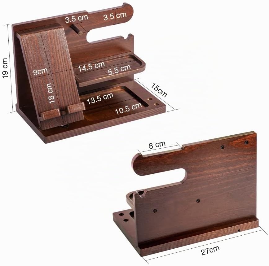 Geschenke für Männer Weihnachten Holz Telefon Dockingstation Uhren Geldbörsen Nachttisch Organizer W