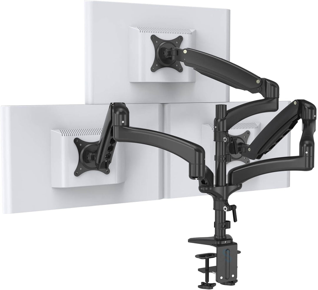 HFTEK - Monitorarm - Triple - Halterung Halter Tischhalterung für 3 Bildschirme von 15 - 27 Zoll mit