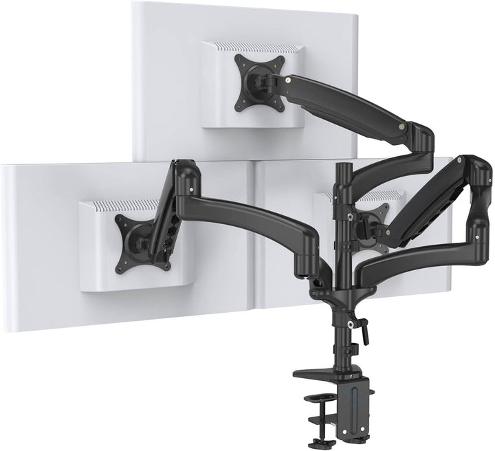 HFTEK - Monitorarm - Triple - Halterung Halter Tischhalterung für 3 Bildschirme von 15 - 27 Zoll mit