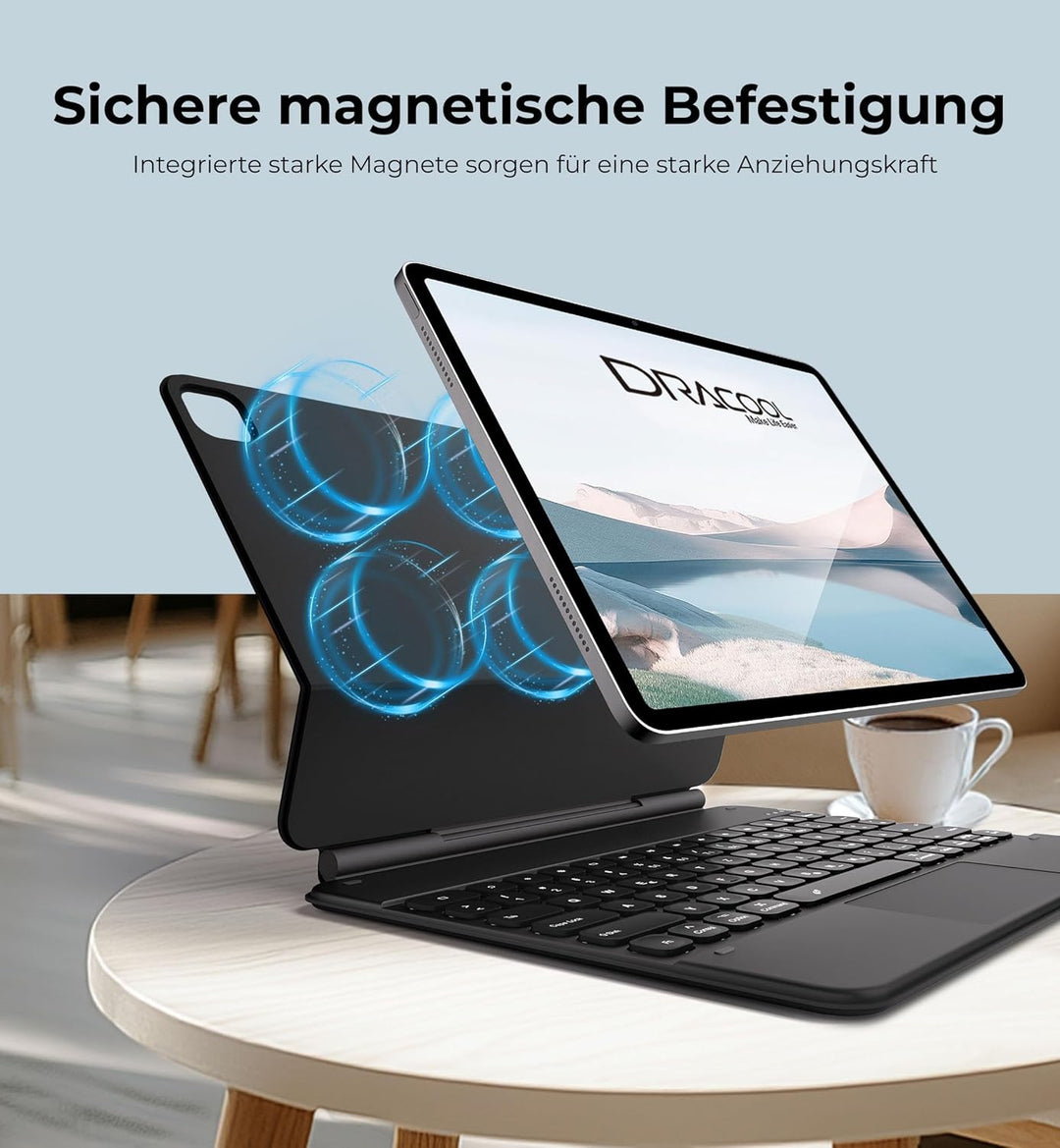Dracool für iPad Air 13 Zoll Tastatur 2024, für iPad Pro 12.9 Hülle mit Tastatur (6./5./4./3.) Gen m