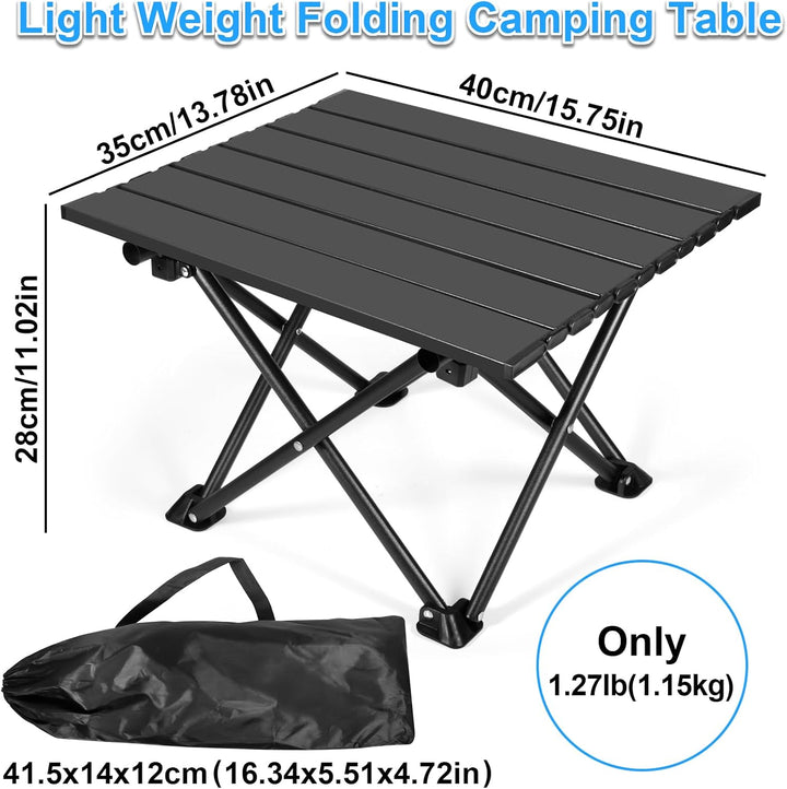 Klappbarer Campingtisch, Ultraleichter Tragbarer Campingtisch aus Karbonstahl mit Tragetasche für Ou