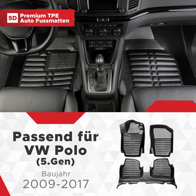 fussmattenprofi.com Auto Fussmatten Kompatibel mit VW Polo 5 Baujahr 2009-2017 I 100% Passgenau Geru