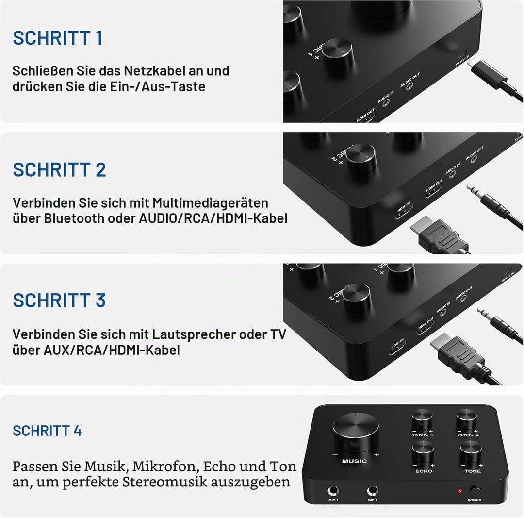 Mikrofon Kabellos Set UHF – Dual Karaoke Mikrofon Funkmikrofonen mit 2x8 Frequenzen, 100ft Reichweit
