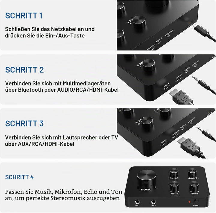 Mikrofon Kabellos Set UHF – Dual Karaoke Mikrofon Funkmikrofonen mit 2x8 Frequenzen, 100ft Reichweit