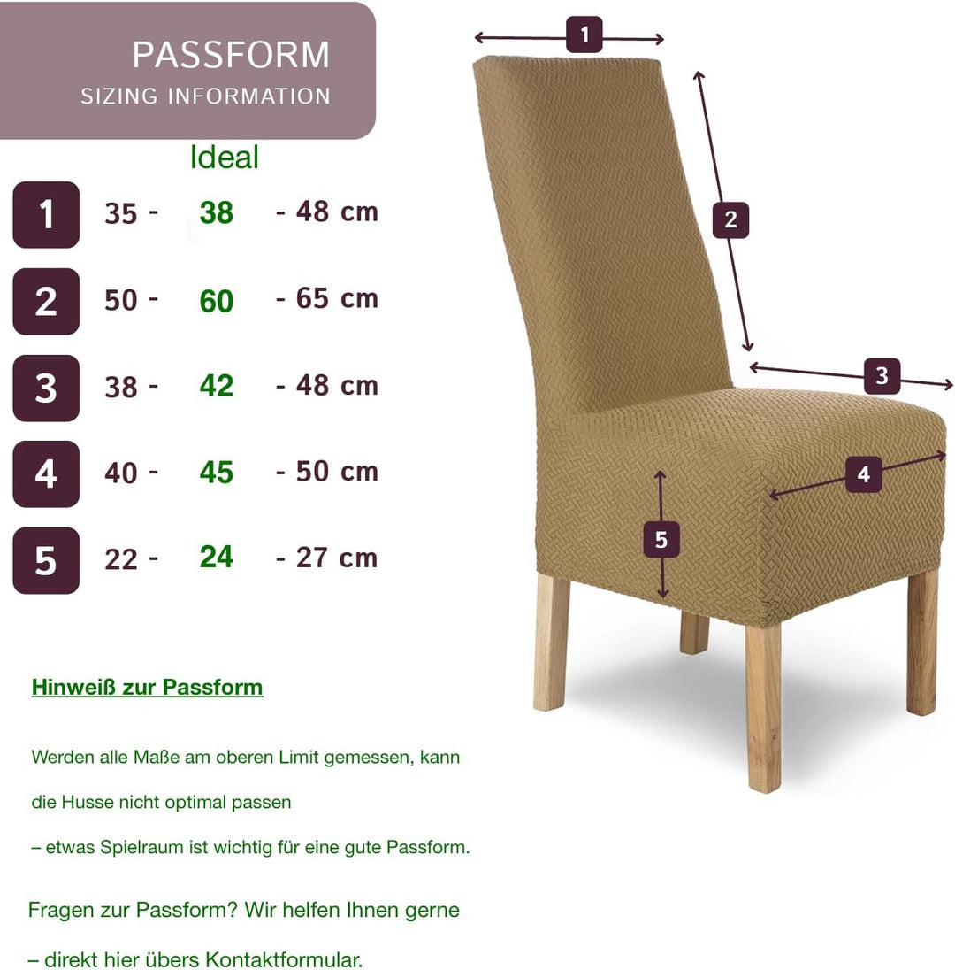 SCHEFFLER-Home Stuhlhussen Stretch Luna-Lang/Stuhlüberzug 4er Set Beige/elastische Flanell Stuhlabde