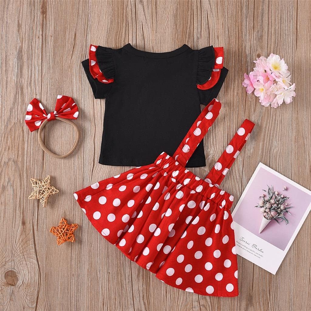 Lito Angels Minnie Mouse Kleid Kostüm Verkleidung mit Stirnband für Baby Kleinkind Mädchen, Hosenträ