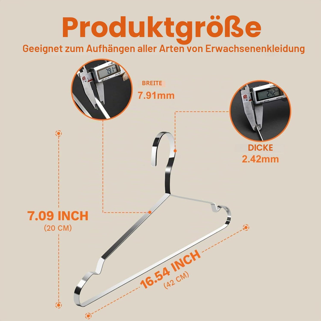 Jiang&Rong 20er-Pack Metall-Kleiderbügel, 42 cm Edelstahl-Kleiderbügel, platzsparend, rutschfest, ro