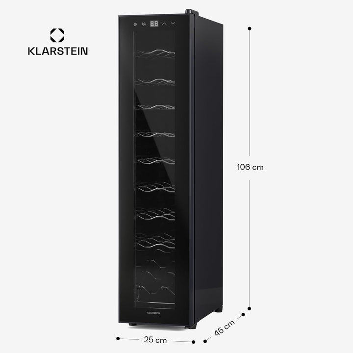 Klarstein Weinkühlschrank,1 Zone Getränkekühlschrank mit Glastür, Leiser Indoor/Outdoor Kühlschrank,