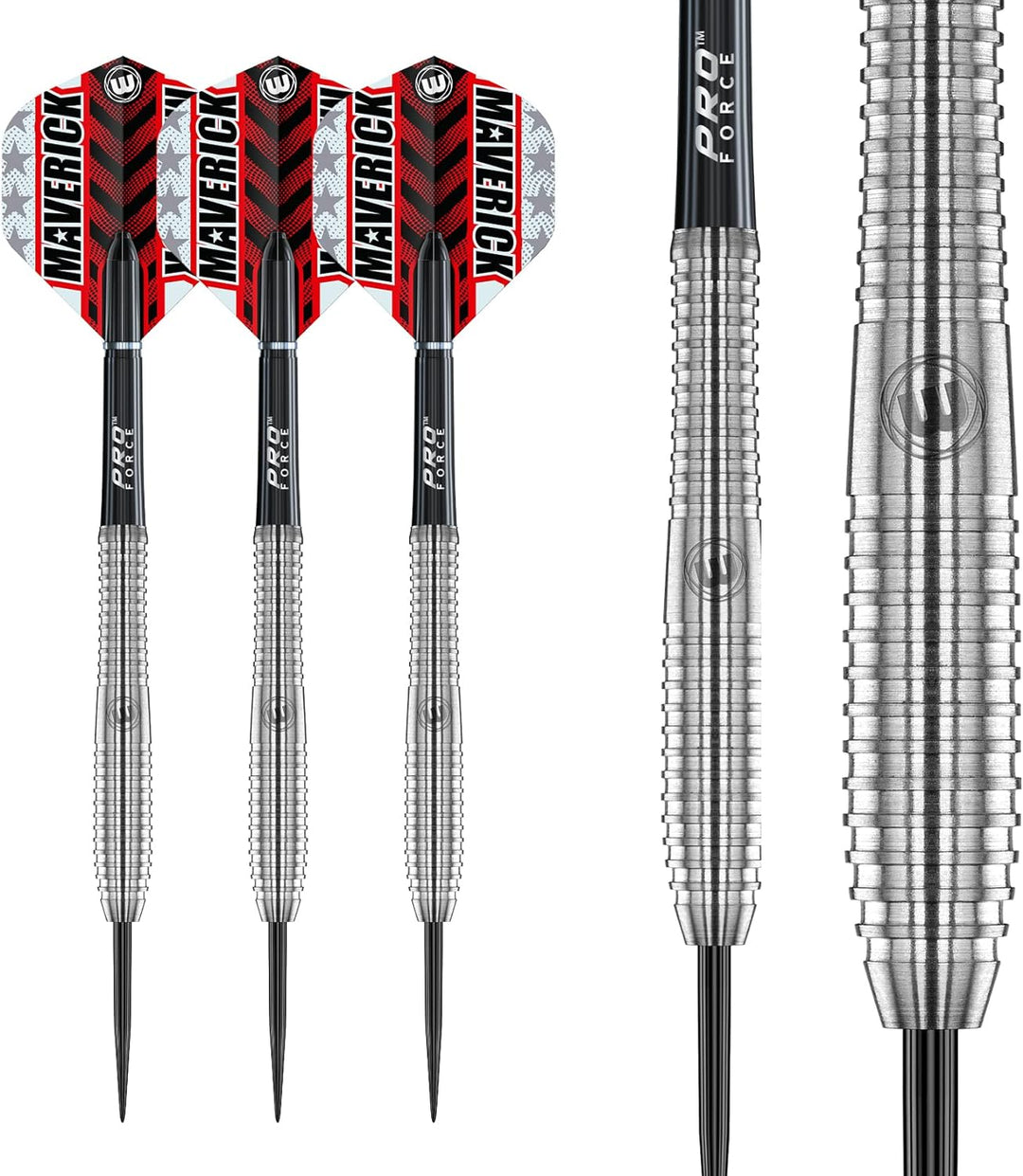 WINMAU Maverick 21 Gramm Profi Stahlspitze Wolfram Dartpfeile mit Flüge und Stiele (Wellen)