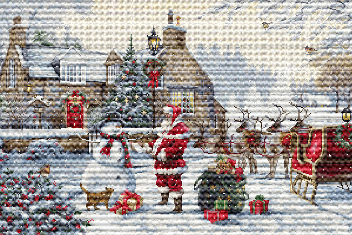 Kreuzstich-Set Luca-S Gold Santa's Cottage, BU5011, Handarbeitsset