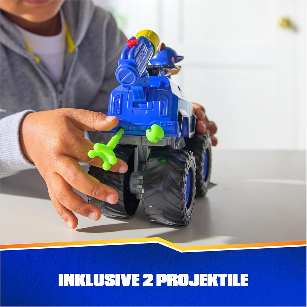 PAW PATROL Rescue Wheels - Chases Monstertruck Fahrzeug mit Geschoss-Abwurf und Chase Hundefigur, Sp