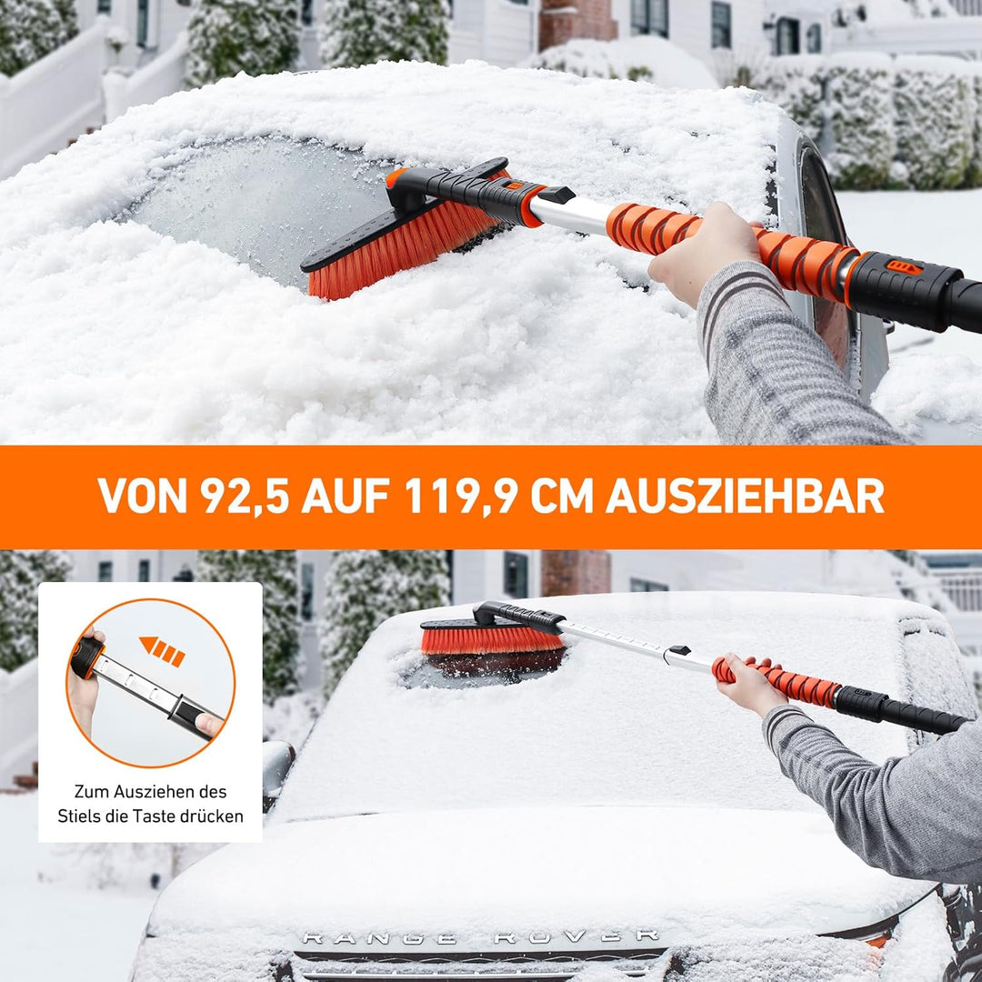 AstroAI 3in1 Auto Reinigungsbürste Eiskratzer Schneebesen Abnehmbarer Eisschaber mit Schaumstoffgrif