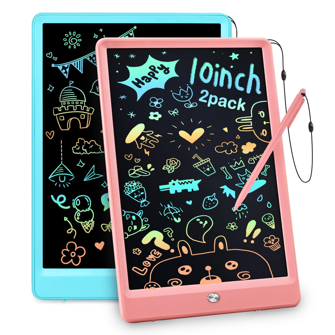 BlueSwan 2 Stück 10 Zoll LCD Schreibtafel, Maltafel Zaubertafel für Kinder, Löschbares Zeichenbrett,