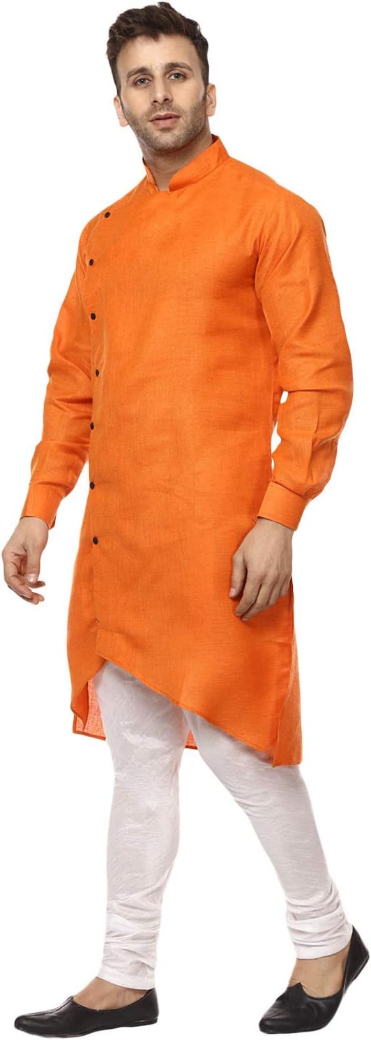 Royal Kurta Angarakha Herren Pyjama-Set aus Baumwolle 55 Orange, 55 Orange