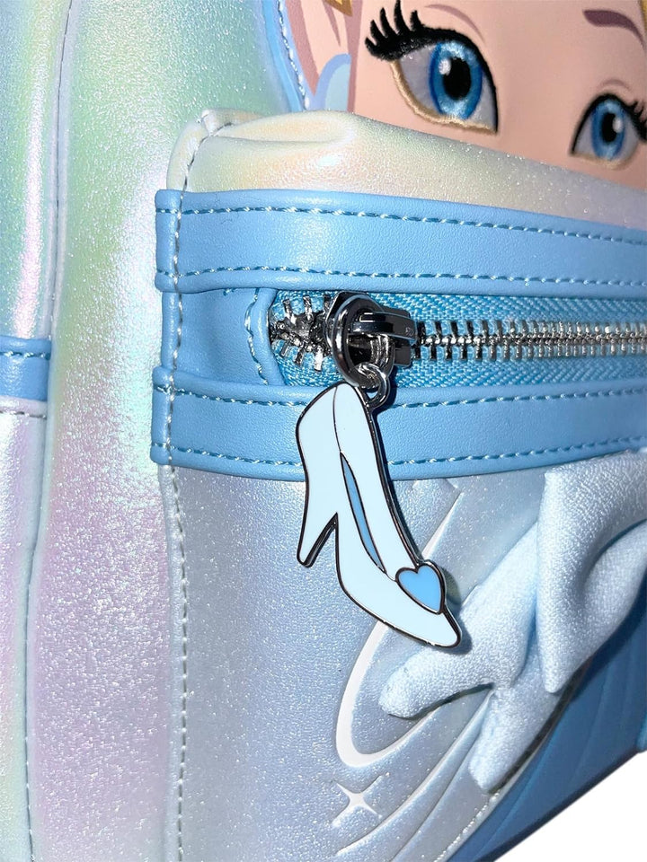 Loungefly Disney Cinderella Cosplay Damen Schultertasche mit doppeltem Riemen, Blau, Medium