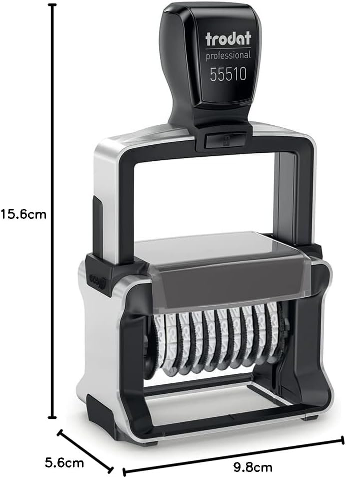 Trodat Professional 55510 Nummernstempel 10 Bänder, Selbstfärbend, 5 mm Schrifthöhe, Abdruck schwarz