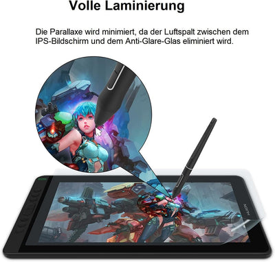 HUION Grafiktablett mit Display Kamvas 13(ohne Ständer) Volllaminatbildschirm 8 programmierbare Druc