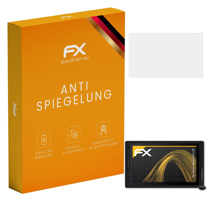 atFoliX Panzerfolie kompatibel mit Huion Kamvas Pro 24 Schutzfolie, entspiegelnde und stossdämpfende