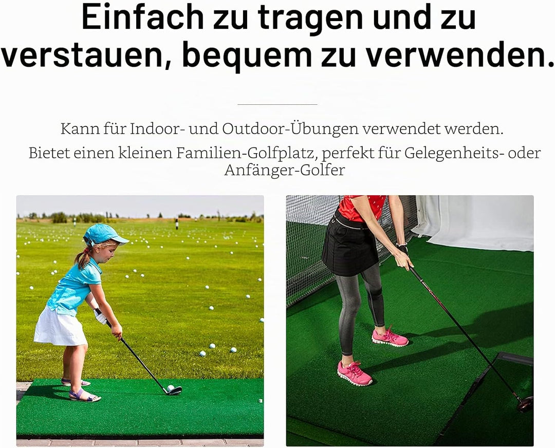 KEENSO Golf-Übungsmatte, Kunstrasen-Gummipolster, Golfschwung-Übungsmatte, für drinnen und draussen,