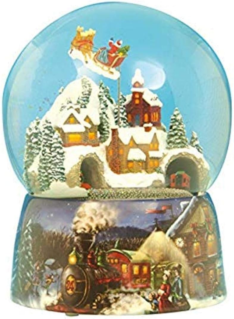 Musicboxworld Musicbox World Train Schneekugel mit bekannter Melodie, Glas, Mehrfarbig, 21 cm